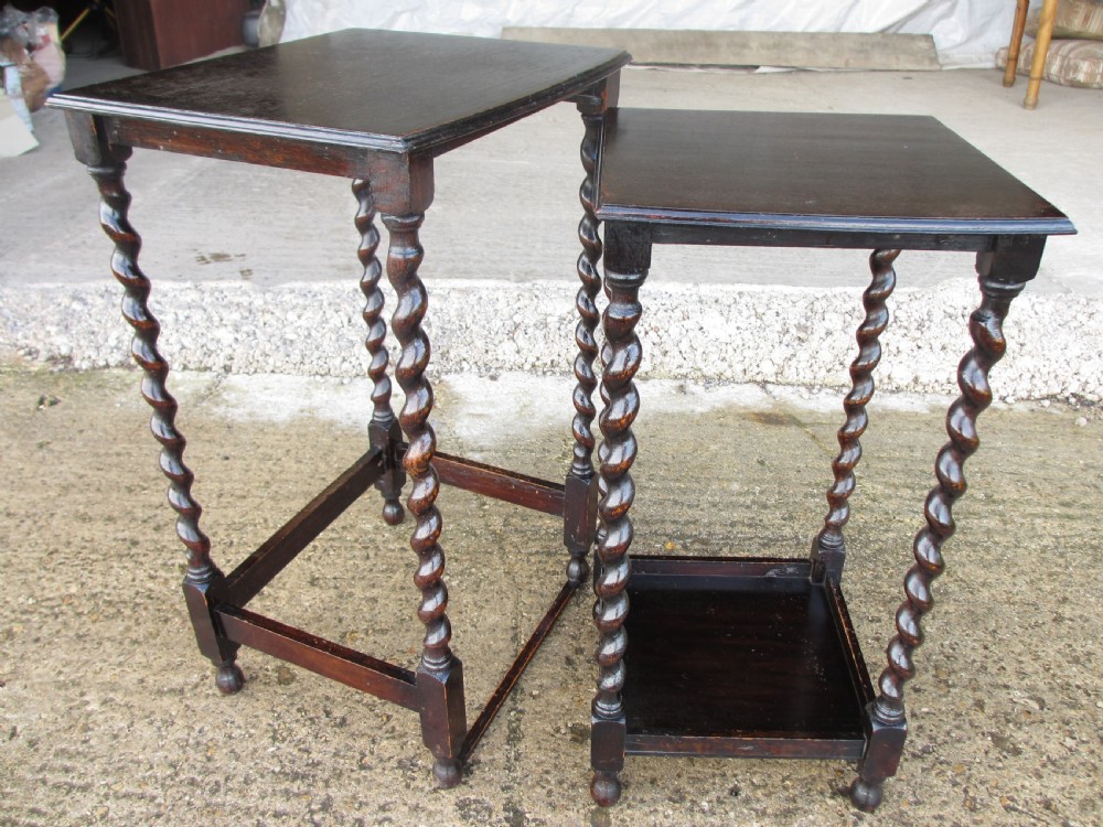 Victorian oak barley twist set of 2 nest of tables View IV