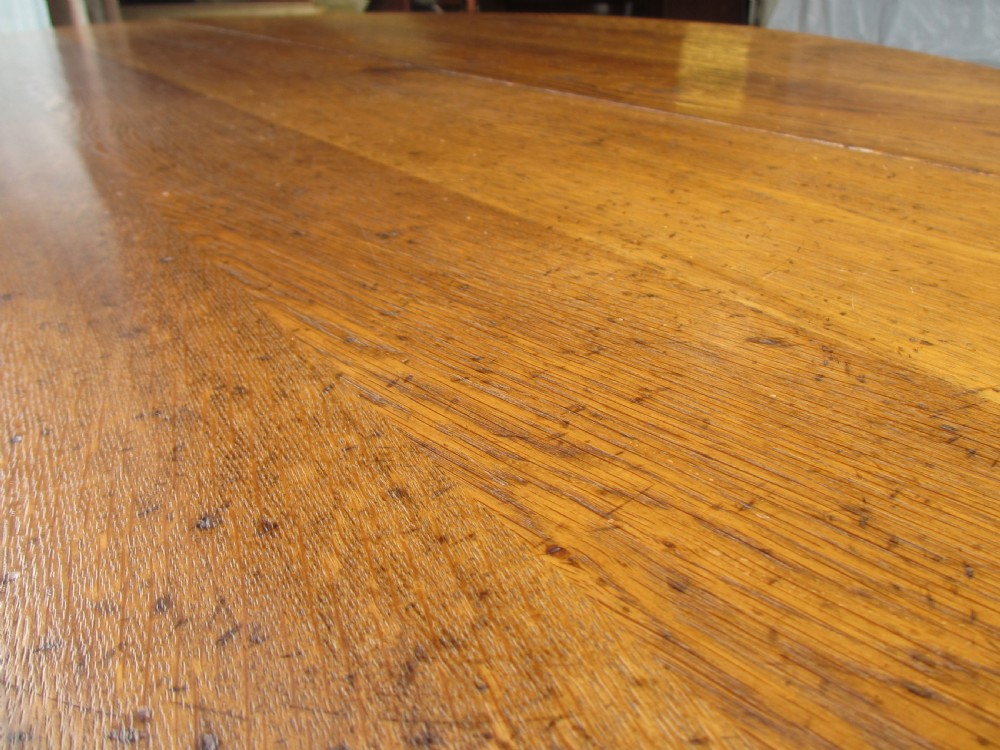 Early 20th century large golden oak wake oval drop leaf dining table View VII