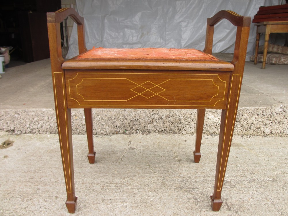 Edwardian mahogany inlaid music stool