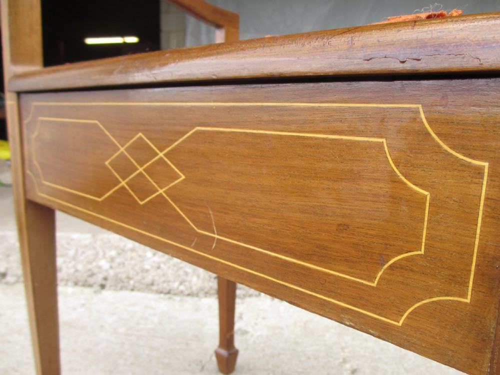 Edwardian mahogany inlaid music stool View V