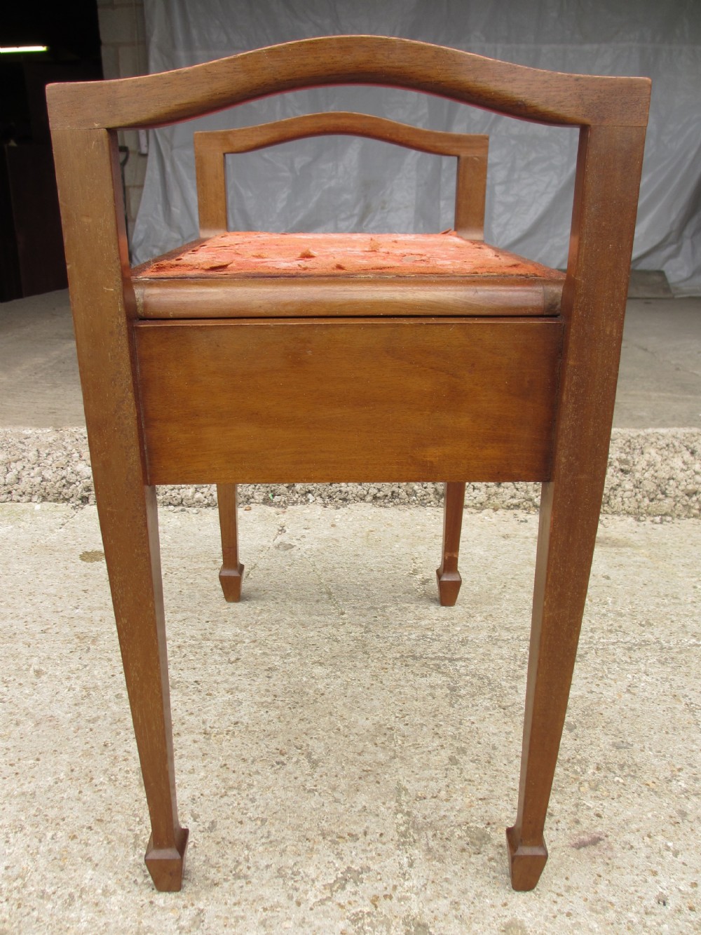 Edwardian mahogany inlaid music stool View X