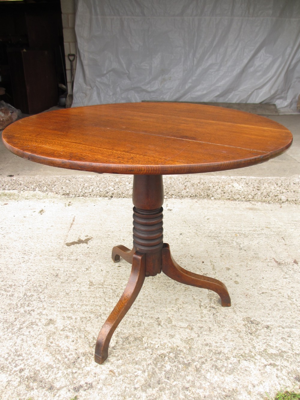 Georgian oak occasional breakfast tilt top table View II