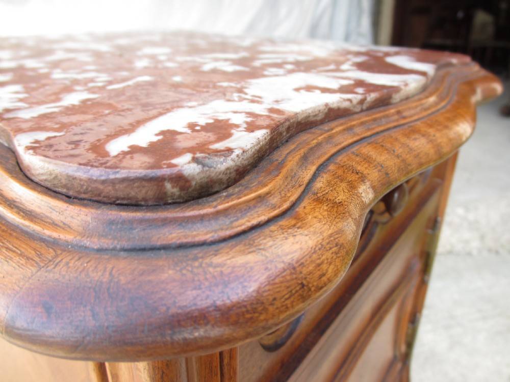 19th century French walnut and oak marble topped bedside cabinet View VI