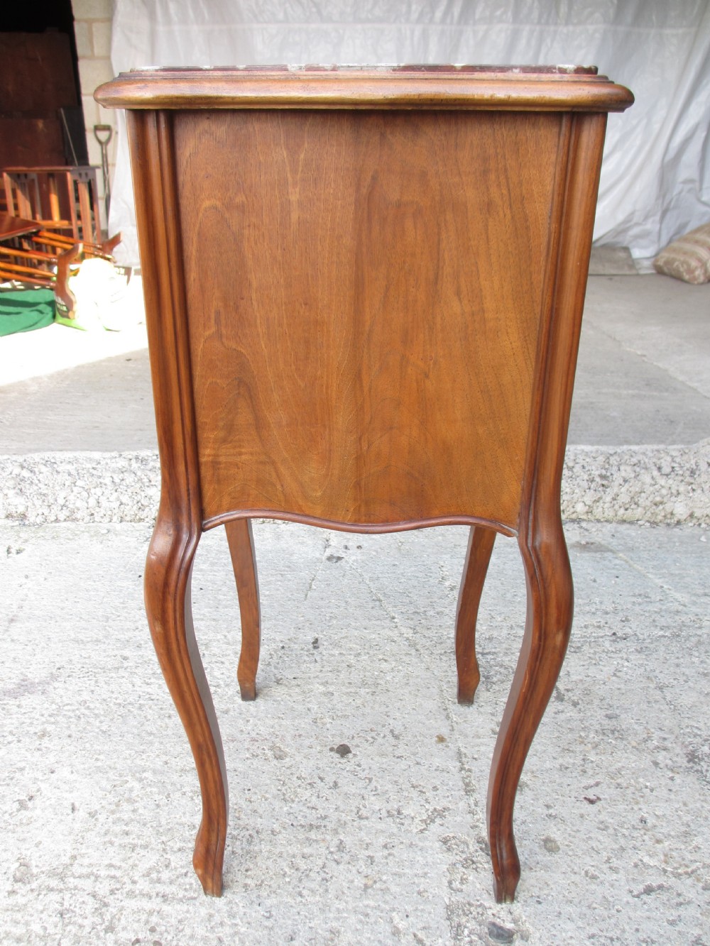 19th century French walnut and oak marble topped bedside cabinet View XII