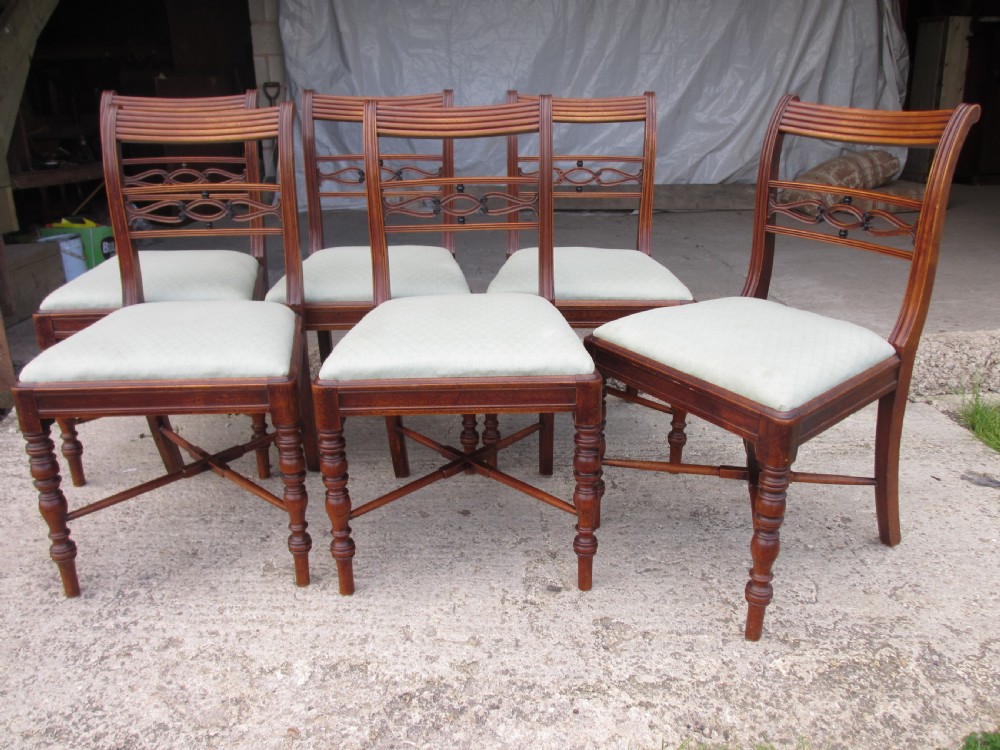 Set of 6 Georgian mahogany and ebonised Scottish dining chairs View II