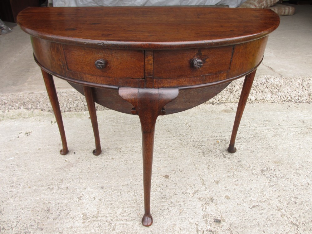 Georgian oak demi-lune side dining table View II