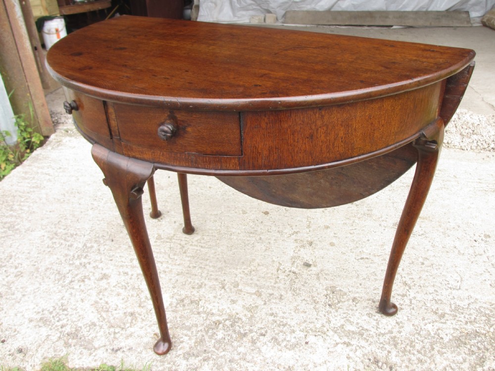 Georgian oak demi-lune side dining table View III