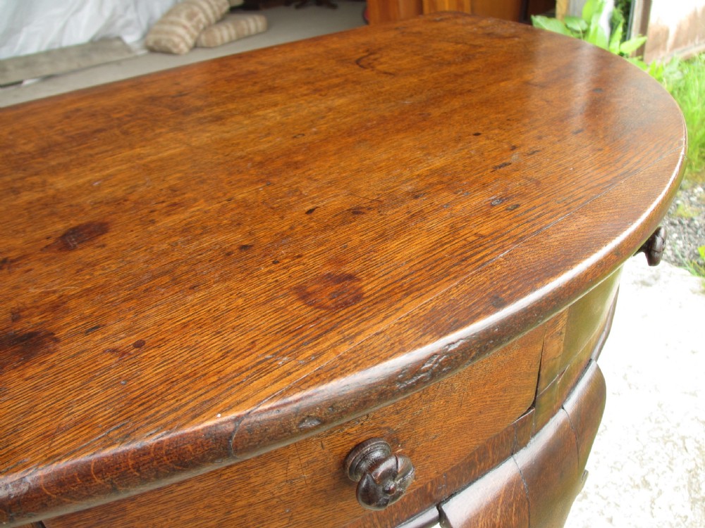 Georgian oak demi-lune side dining table View V