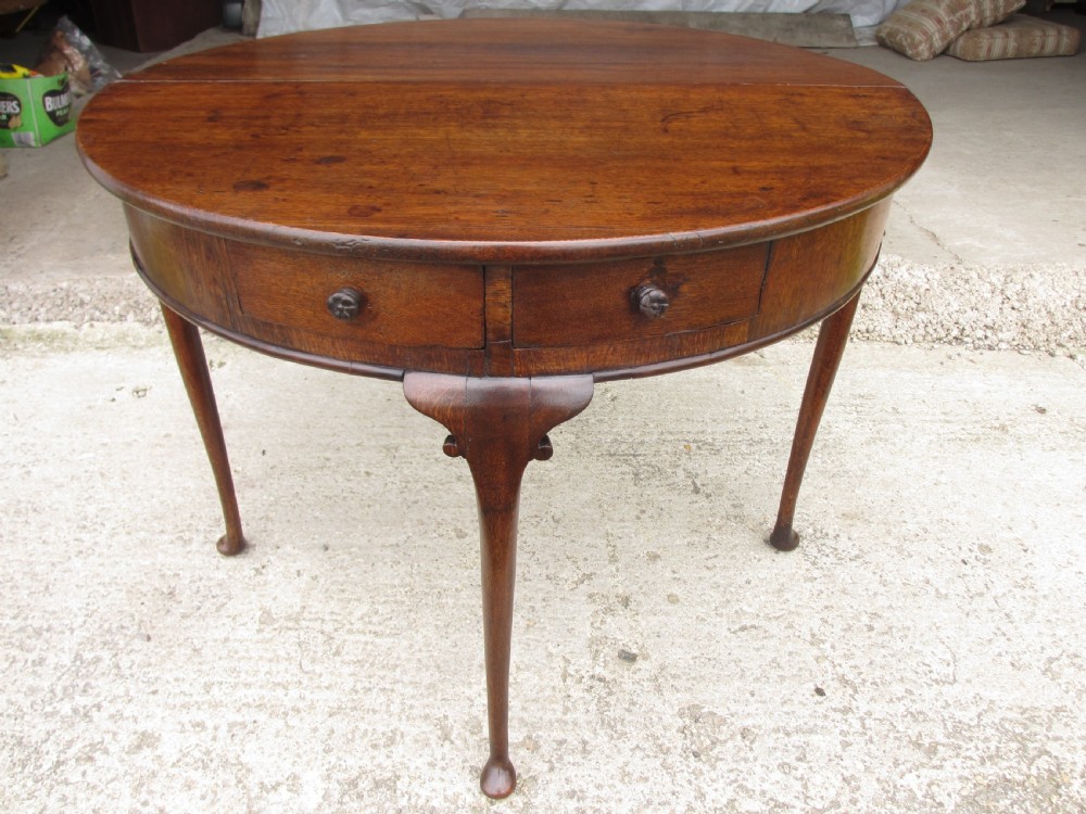 Georgian oak demi-lune side dining table View VII
