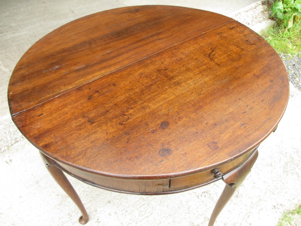 Georgian oak demi-lune side dining table View VIII