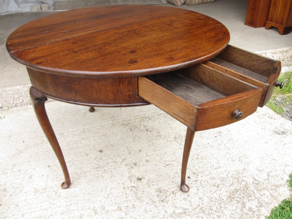 Georgian oak demi-lune side dining table View IX