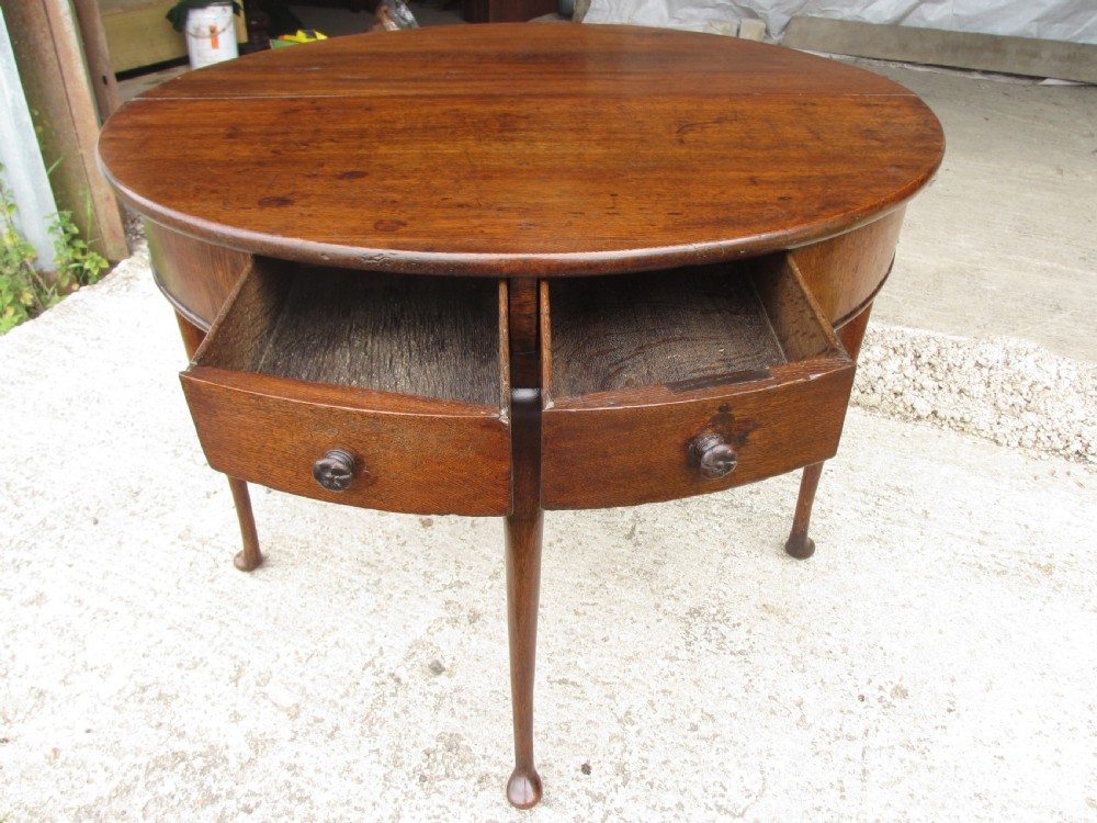 Georgian oak demi-lune side dining table View X