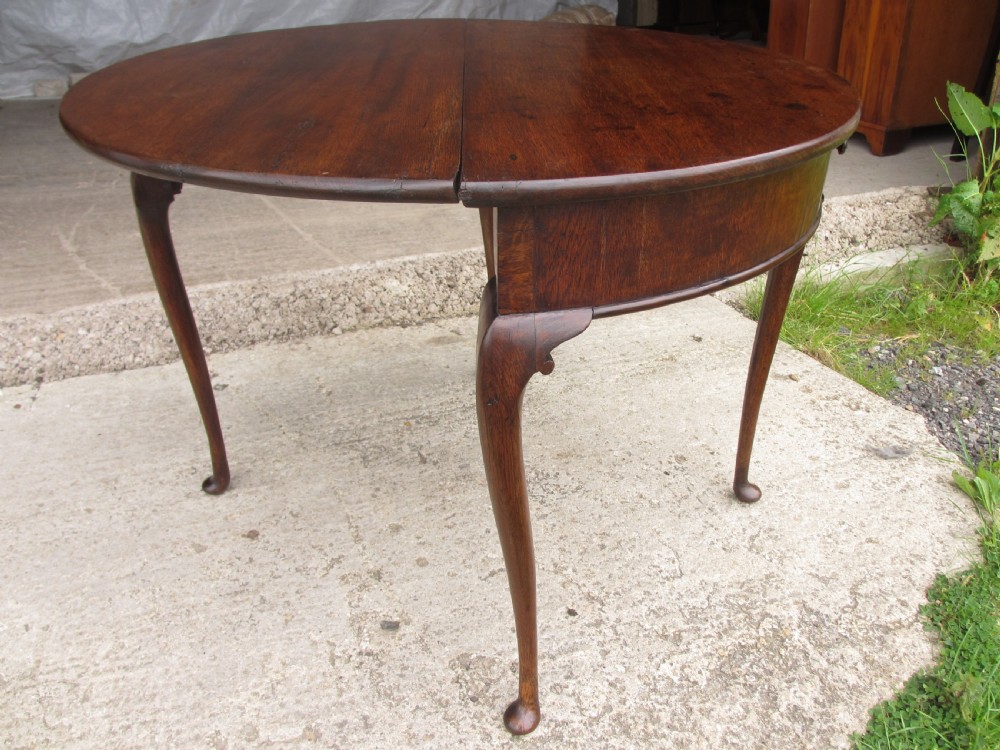Georgian oak demi-lune side dining table View XI