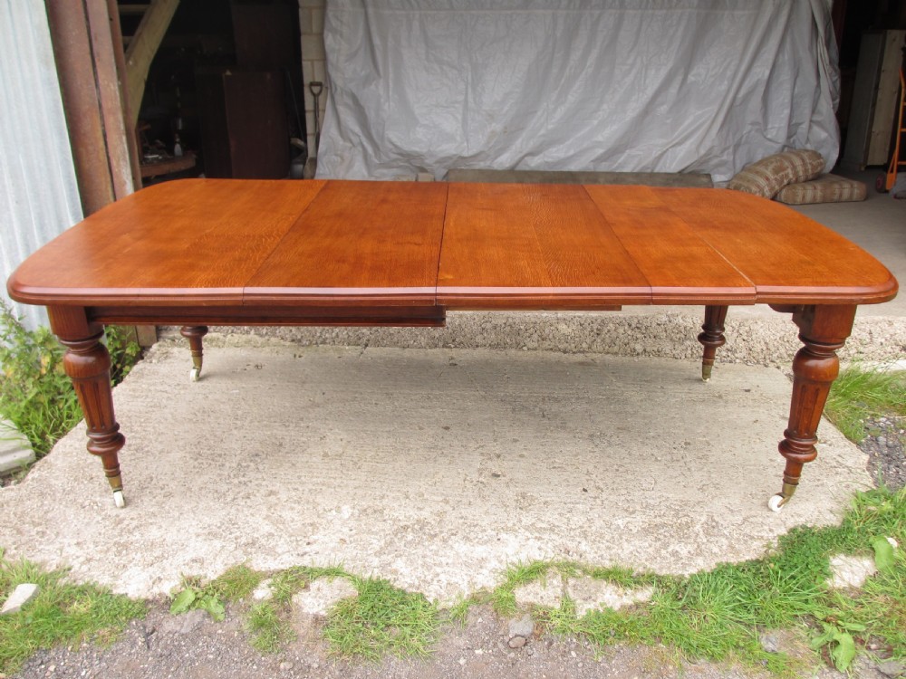 Victorian golden oak wind out extending dining table  View VII
