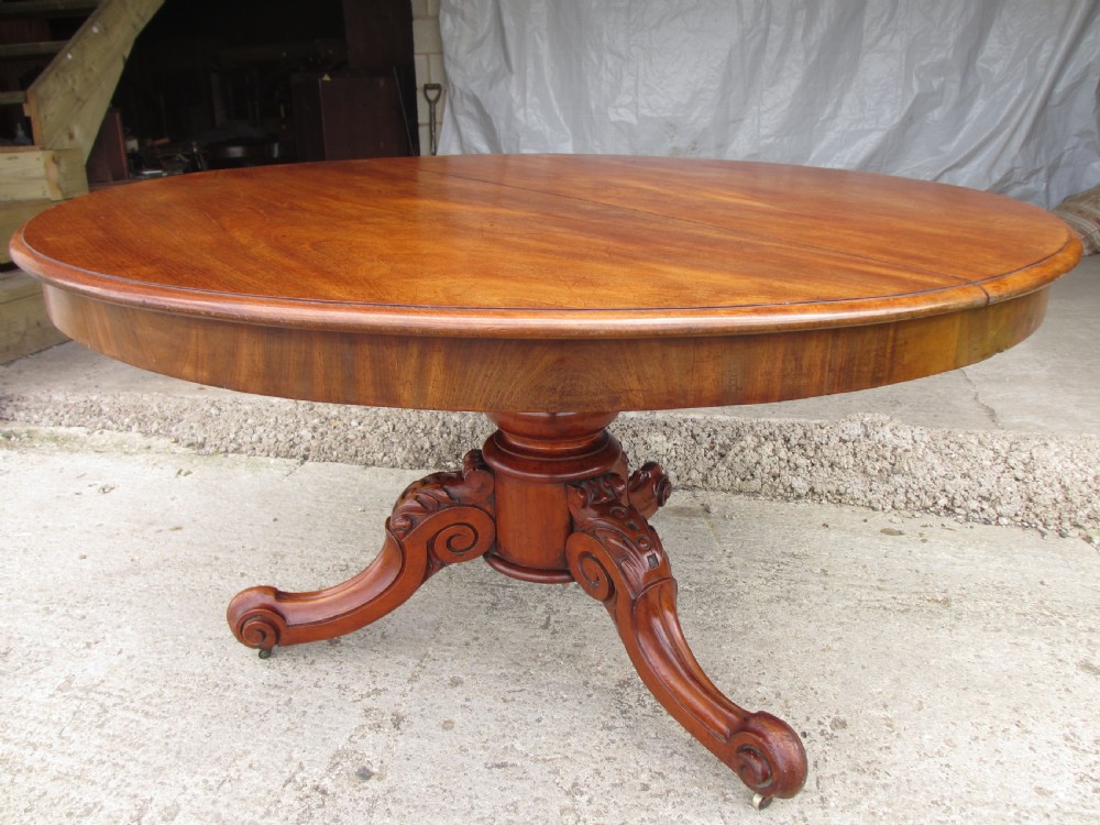 Victorian mahogany and walnut circular tilt top breakfast table 