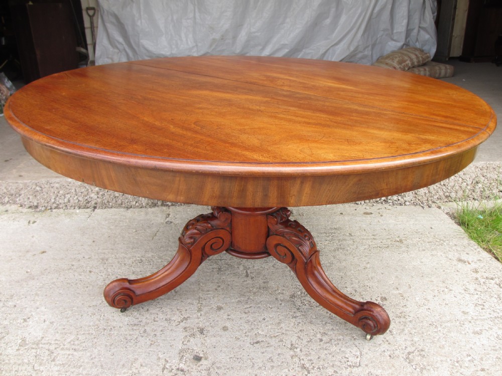 Victorian mahogany and walnut circular tilt top breakfast table  View II
