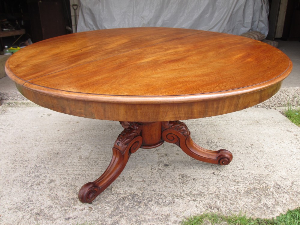 Victorian mahogany and walnut circular tilt top breakfast table  View III