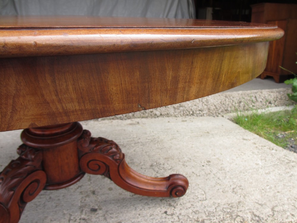 Victorian mahogany and walnut circular tilt top breakfast table  View V