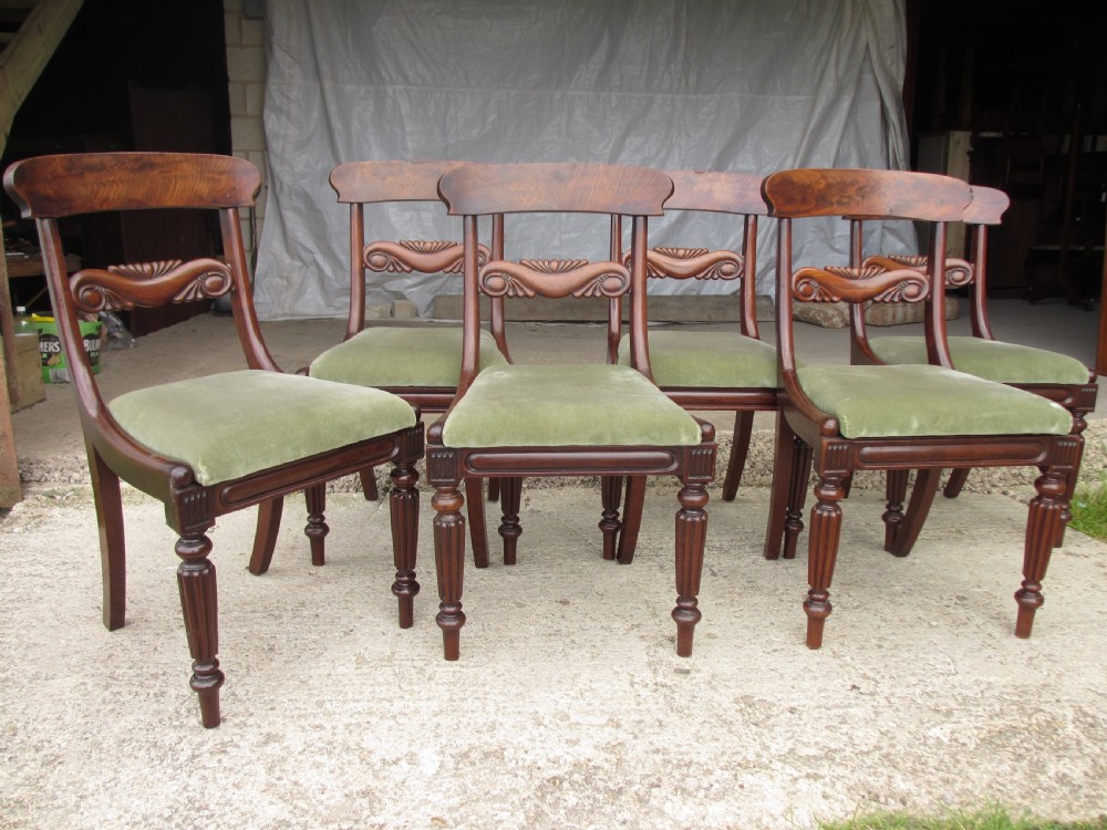 Set of six William IV mahogany dining chairs View II