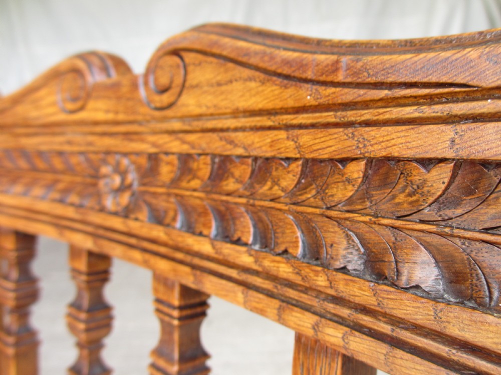 Set of 6 Victorian golden oak arts and crafts dining chairs View VII