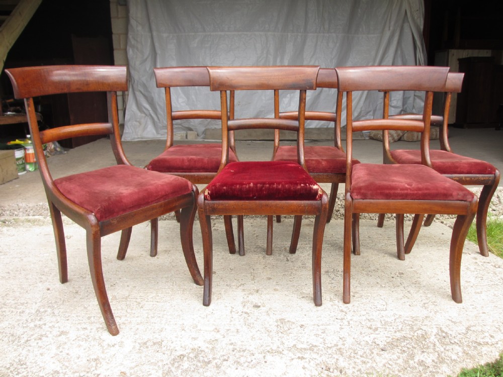 Set of 6 regency mahogany bar back dining chairs View II