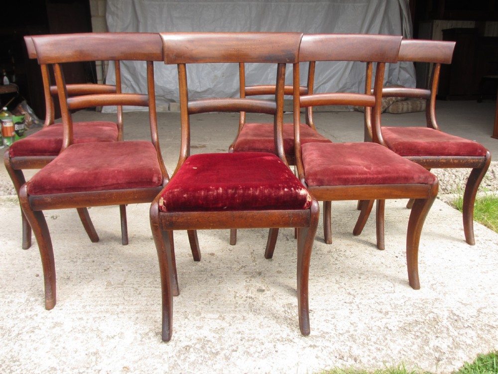 Set of 6 regency mahogany bar back dining chairs View III
