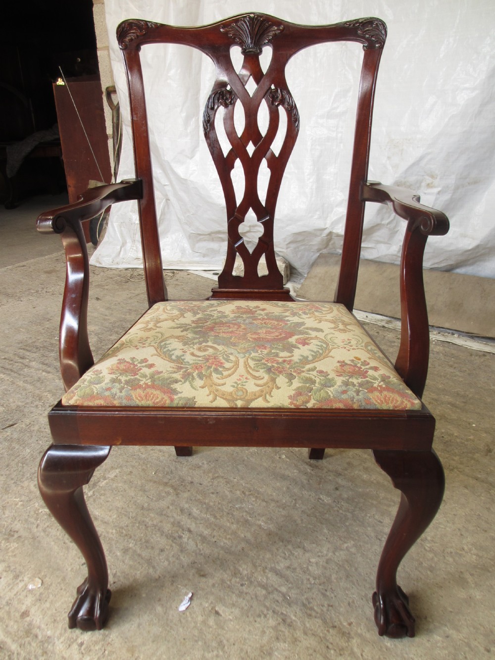 Set of 10 Chippendale style mahogany dining chairs View IV