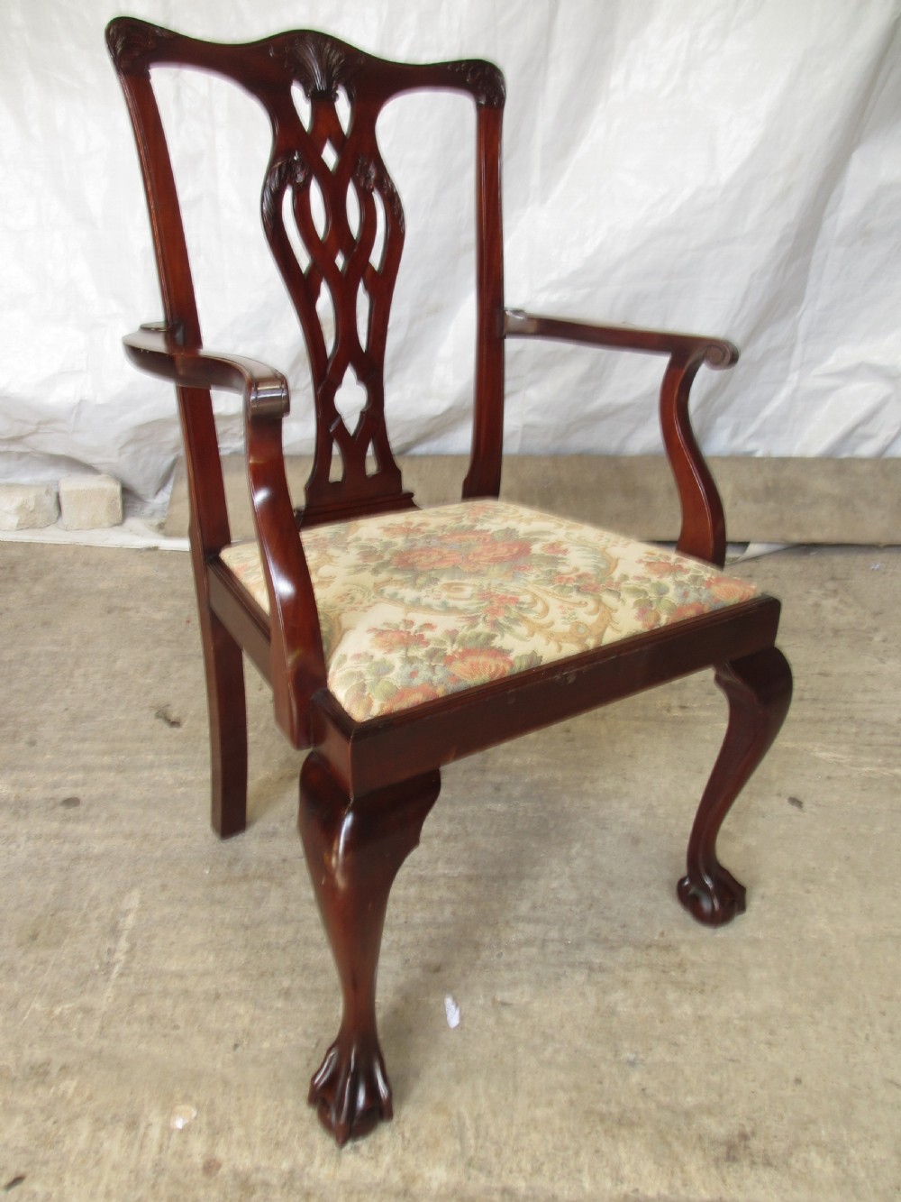 Set of 10 Chippendale style mahogany dining chairs View V