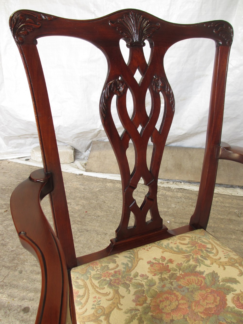 Set of 10 Chippendale style mahogany dining chairs View VI