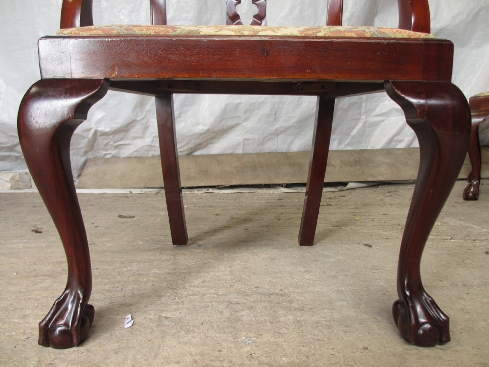 Set of 10 Chippendale style mahogany dining chairs View X