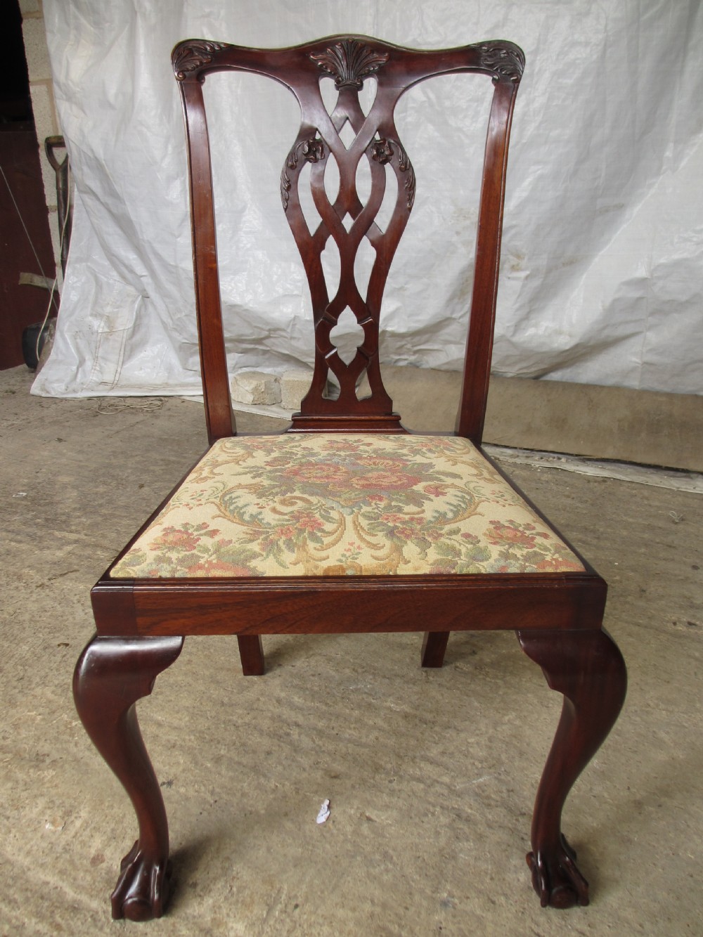 Set of 10 Chippendale style mahogany dining chairs View XIII