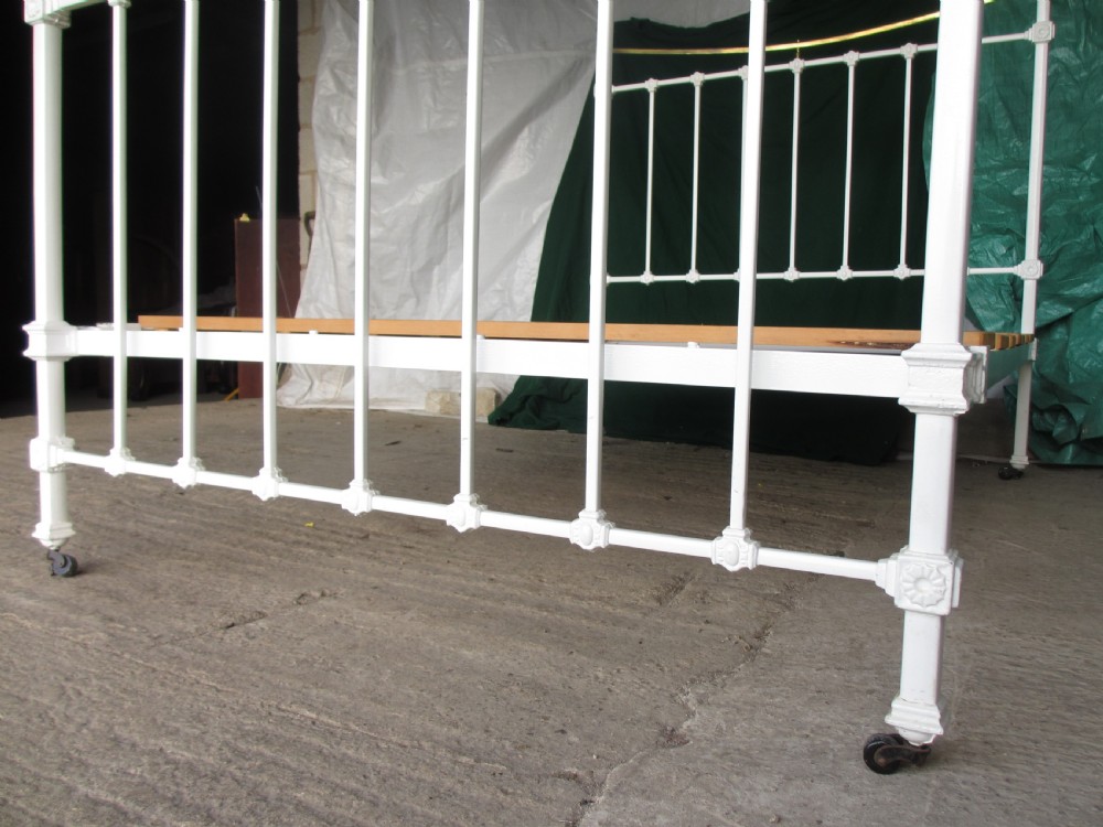 Victorian brass and iron white painted double bedstead View V