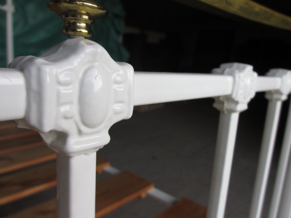 Victorian brass and iron white painted double bedstead View VII