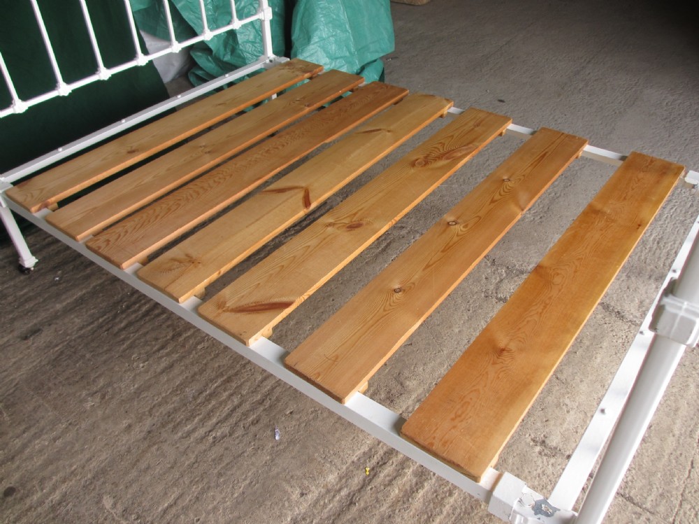 Victorian brass and iron white painted double bedstead View VIII