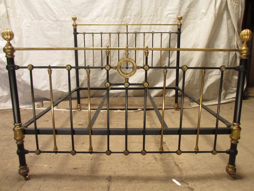 Victorian king size brass and iron bedstead