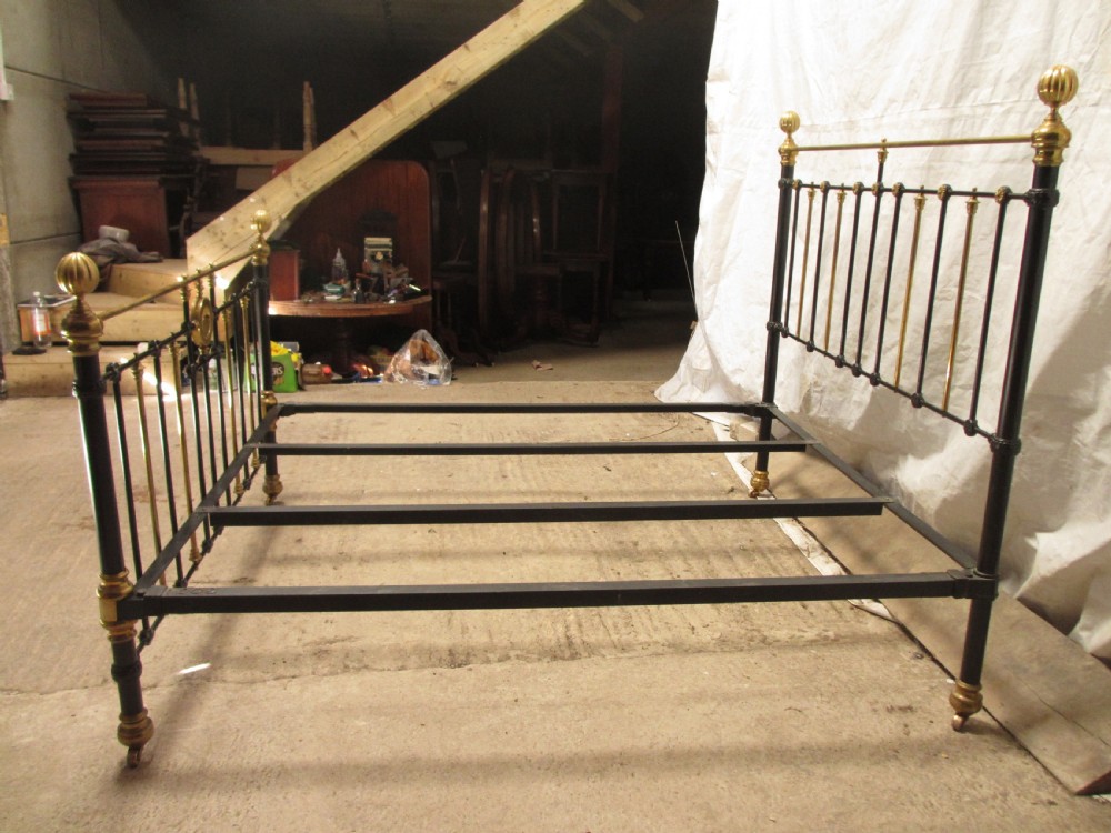 Victorian king size brass and iron bedstead View III