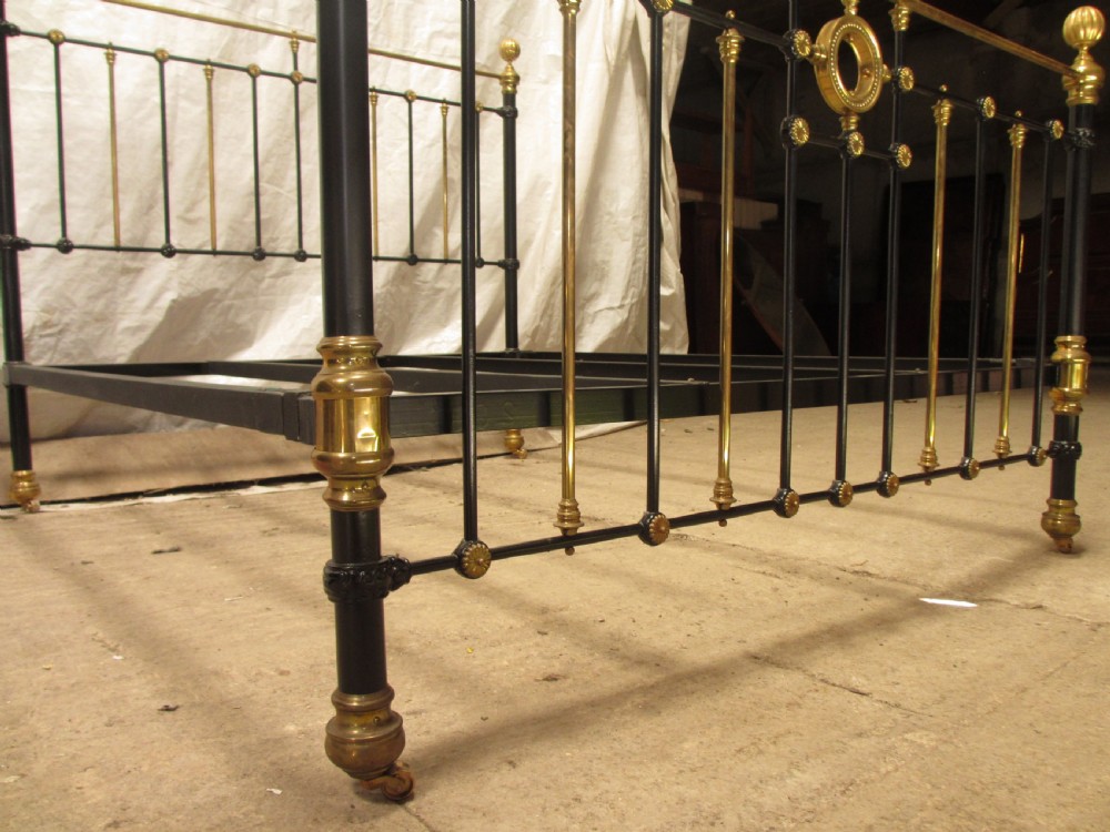 Victorian king size brass and iron bedstead View V