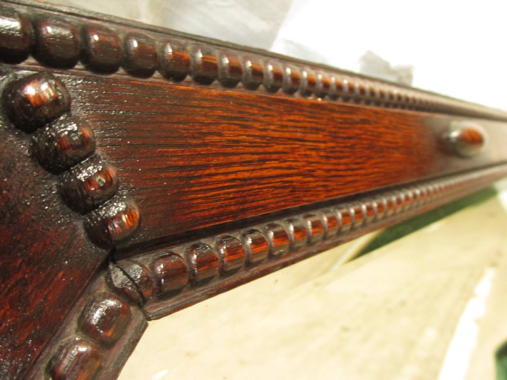 Victorian oak framed canted bevel edged wall hanging mirror View IV