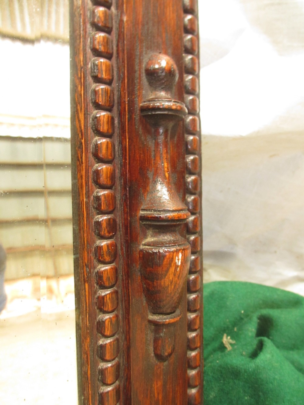 Victorian oak framed canted bevel edged wall hanging mirror View V