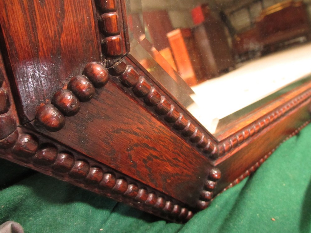 Victorian oak framed canted bevel edged wall hanging mirror View VII