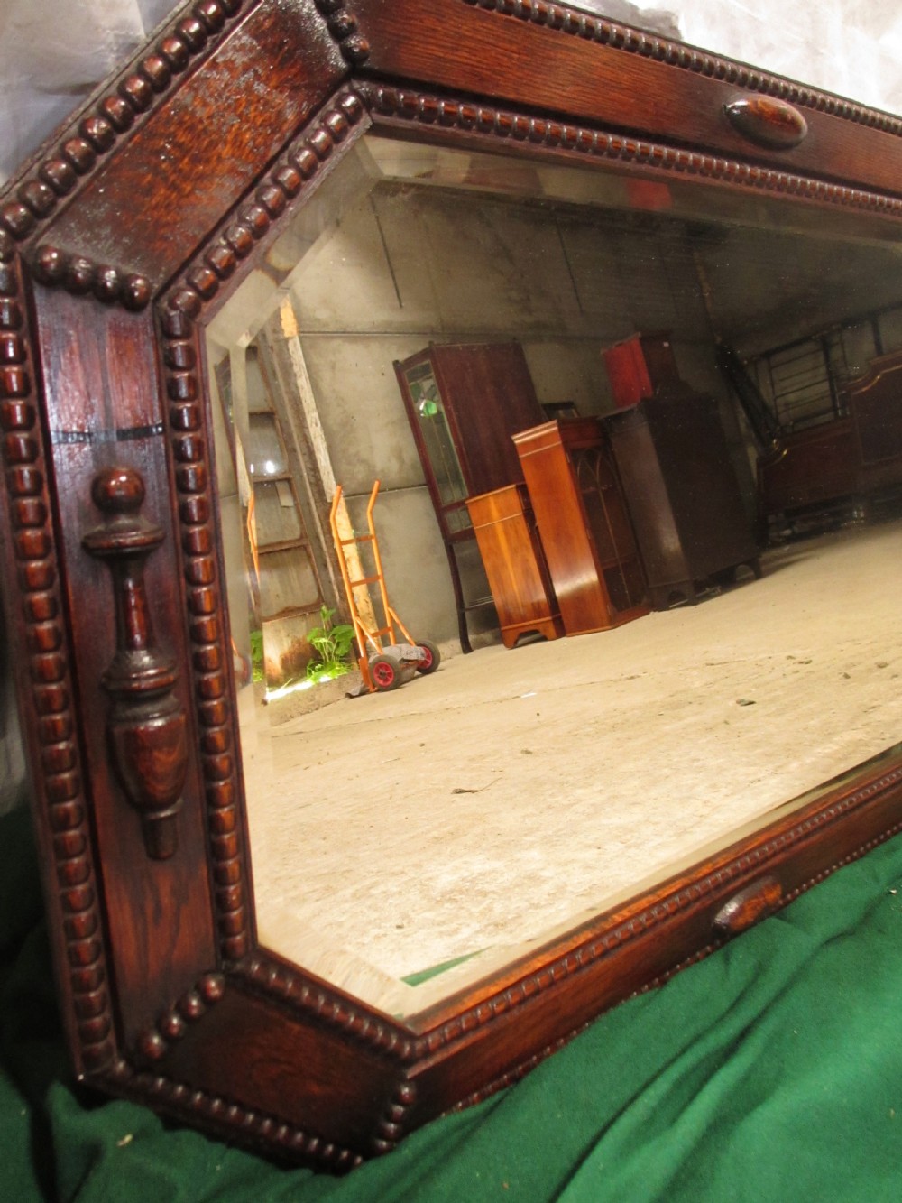 Victorian oak framed canted bevel edged wall hanging mirror View VIII