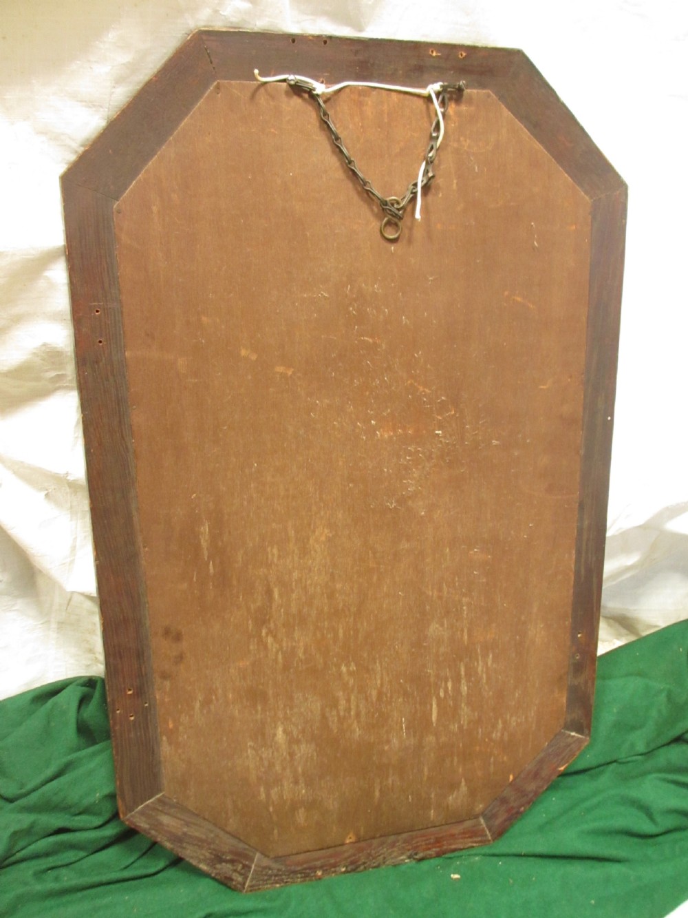 Victorian oak framed canted bevel edged wall hanging mirror View XI