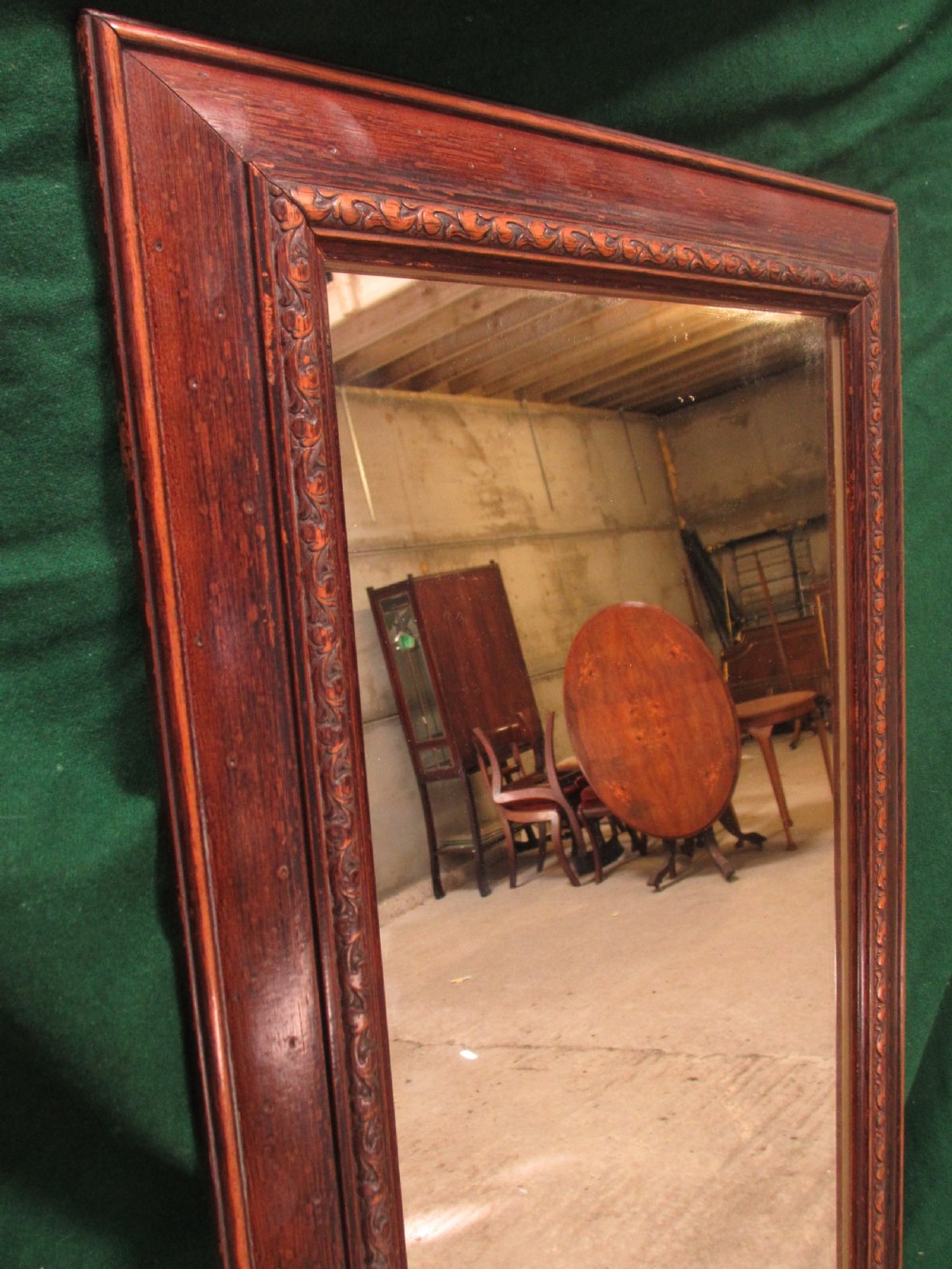 Victorian oak wall hanging dressing mirror View IV