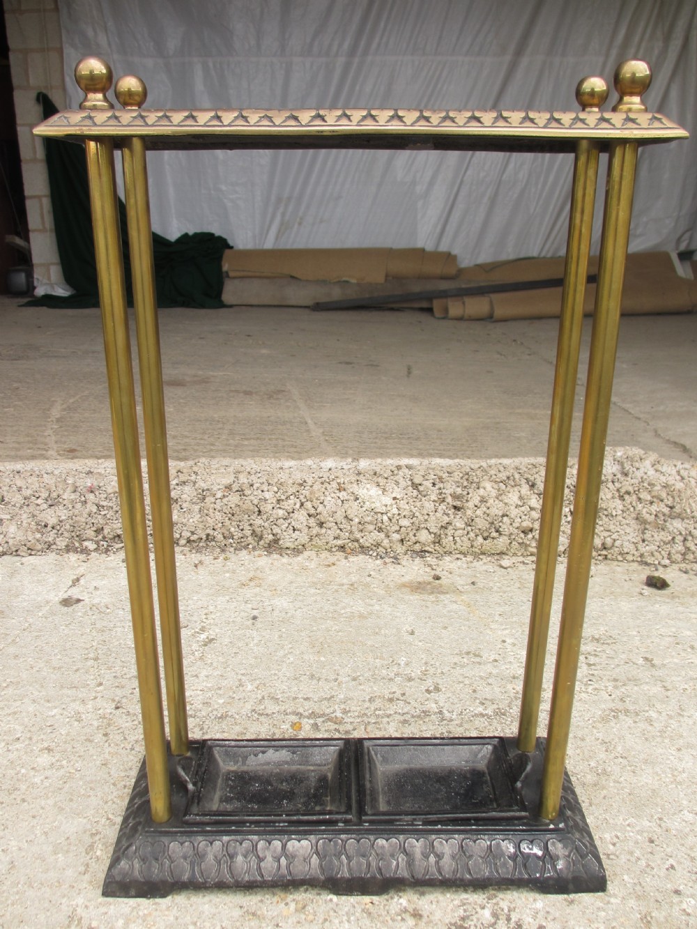 Victorian brass and iron stick stand