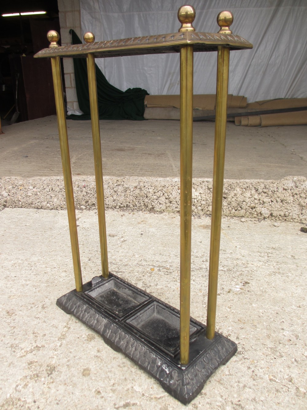 Victorian brass and iron stick stand View II