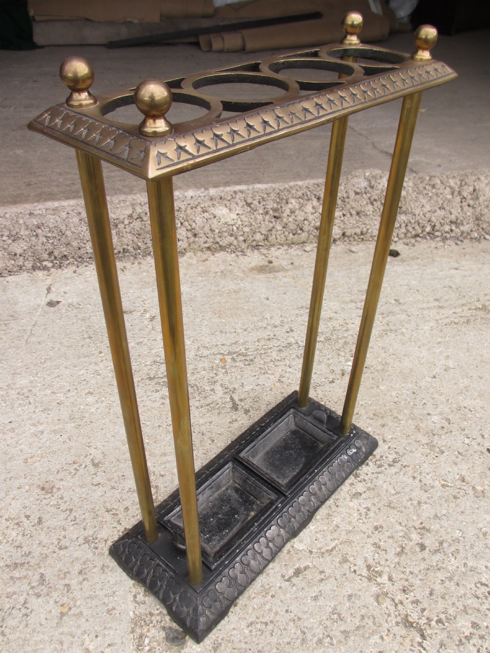 Victorian brass and iron stick stand View III