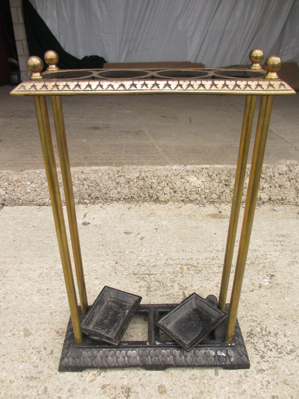 Victorian brass and iron stick stand View IX