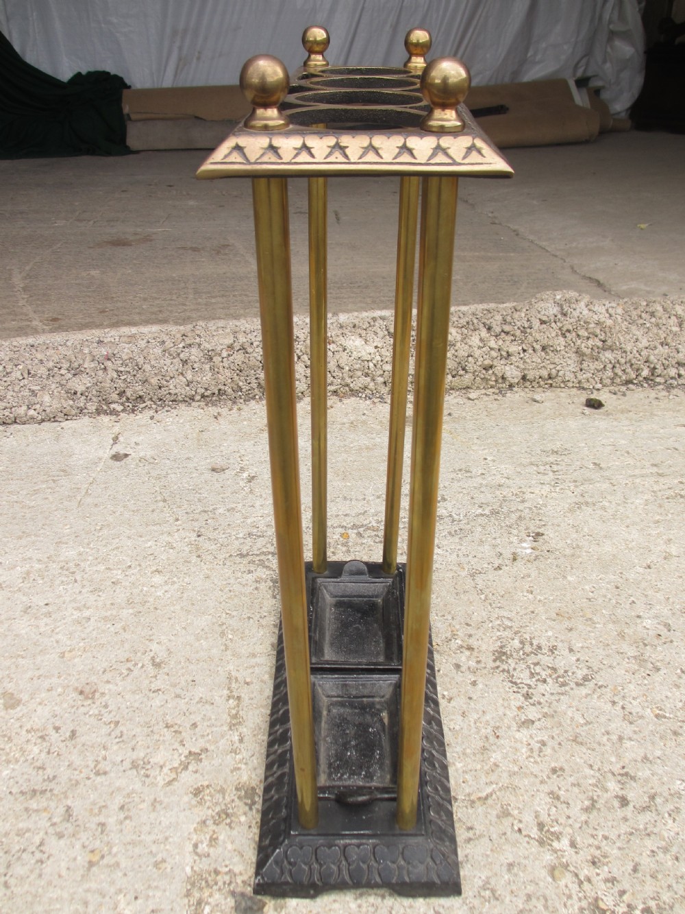 Victorian brass and iron stick stand View XI