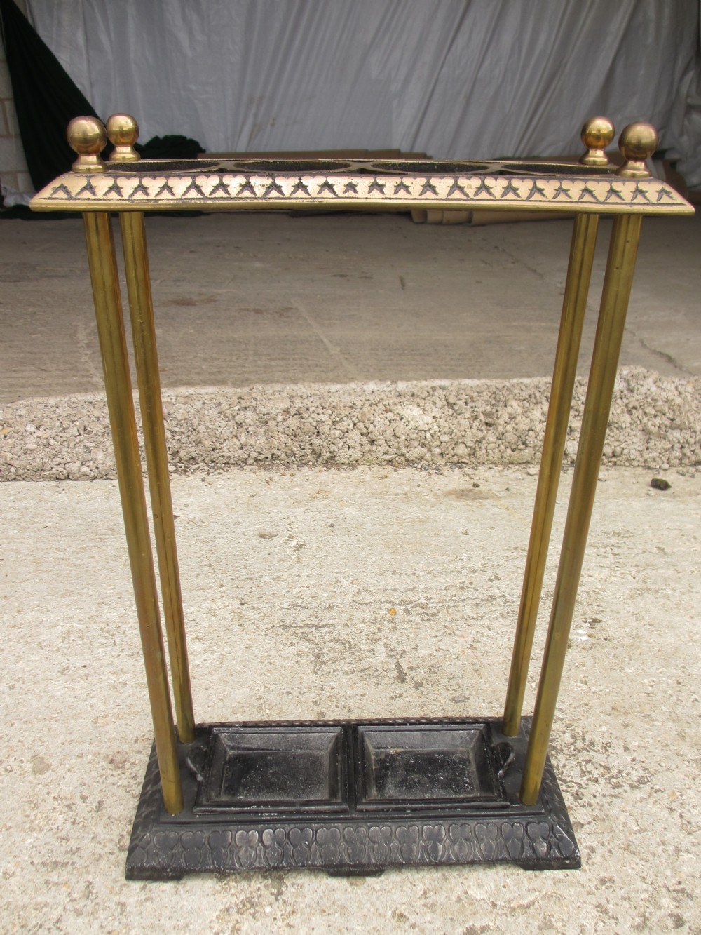 Victorian brass and iron stick stand View XII