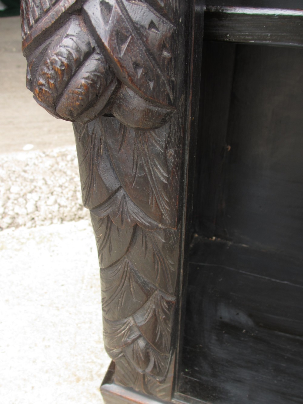 Victorian carved oak open bookcase with adjustable shelves View VIII